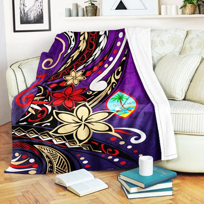 Guam Premium Blanket - Tribal Flower With Special Turtles Purple Color-Myprintsy