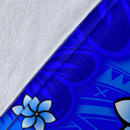 Guam Premium Blanket - Turtle Plumeria (Blue)-Myprintsy