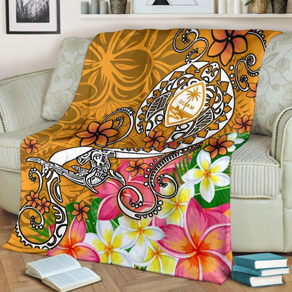 Guam Premium Blanket - Turtle Plumeria (Gold)-Myprintsy