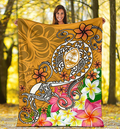 Guam Premium Blanket - Turtle Plumeria (Gold)-Myprintsy