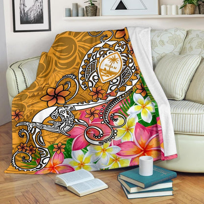 Guam Premium Blanket - Turtle Plumeria (Gold)-Myprintsy