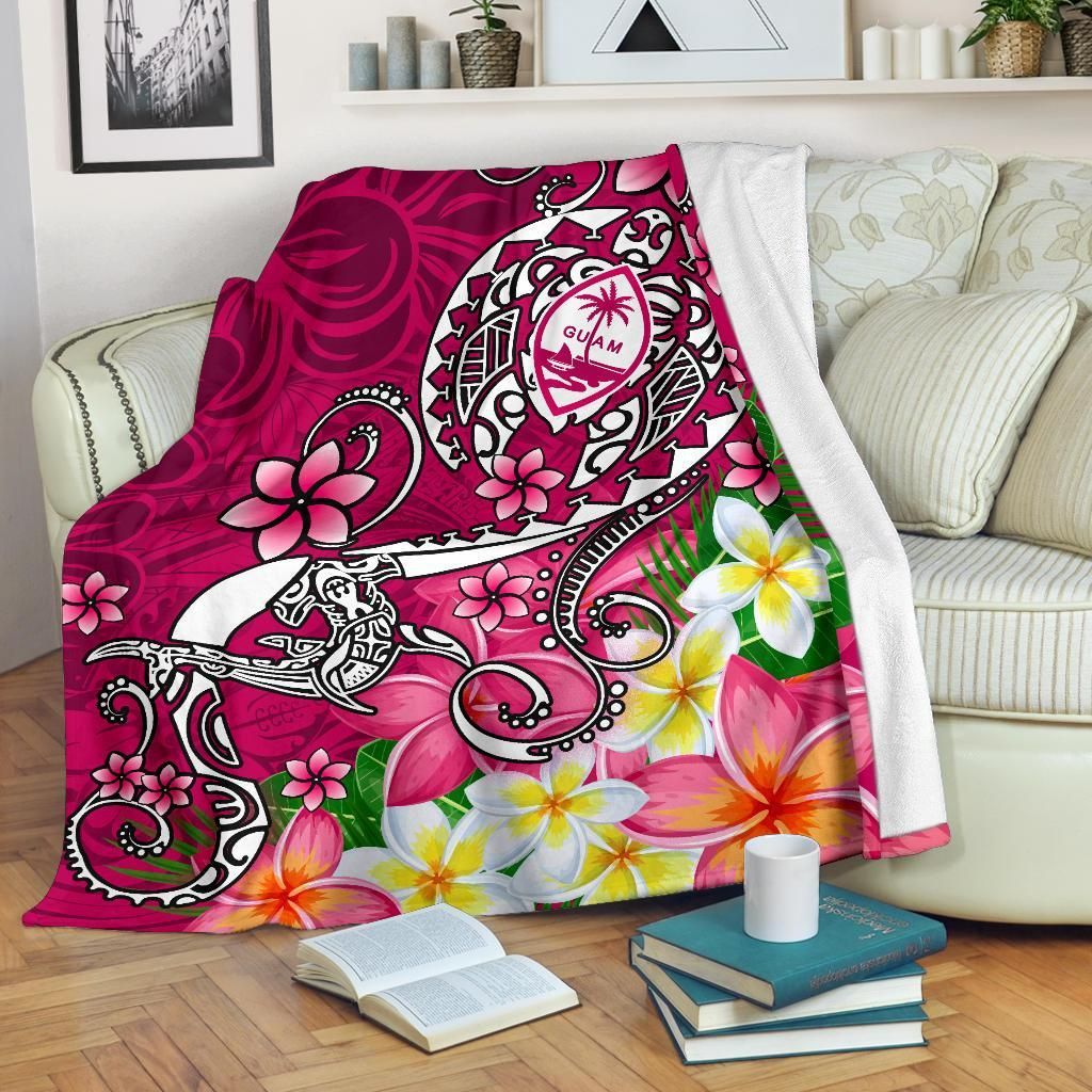 Guam Premium Blanket - Turtle Plumeria (Pink)-Myprintsy