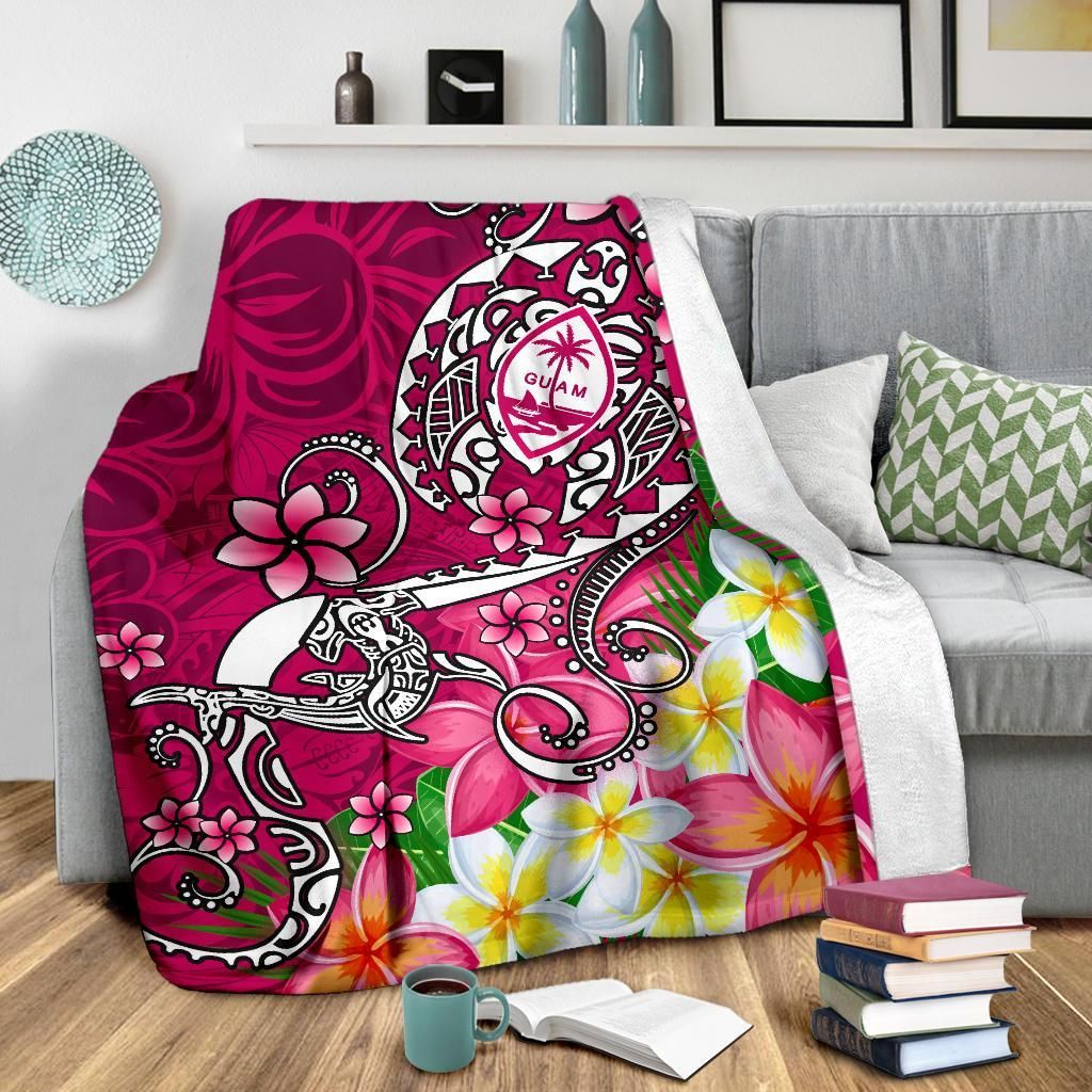 Guam Premium Blanket - Turtle Plumeria (Pink)-Myprintsy