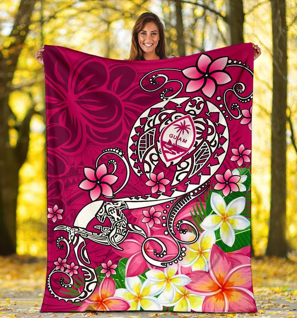 Guam Premium Blanket - Turtle Plumeria (Pink)-Myprintsy