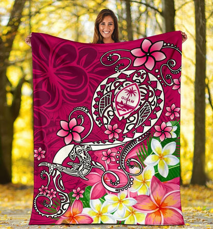 Guam Premium Blanket - Turtle Plumeria (Pink)-Myprintsy