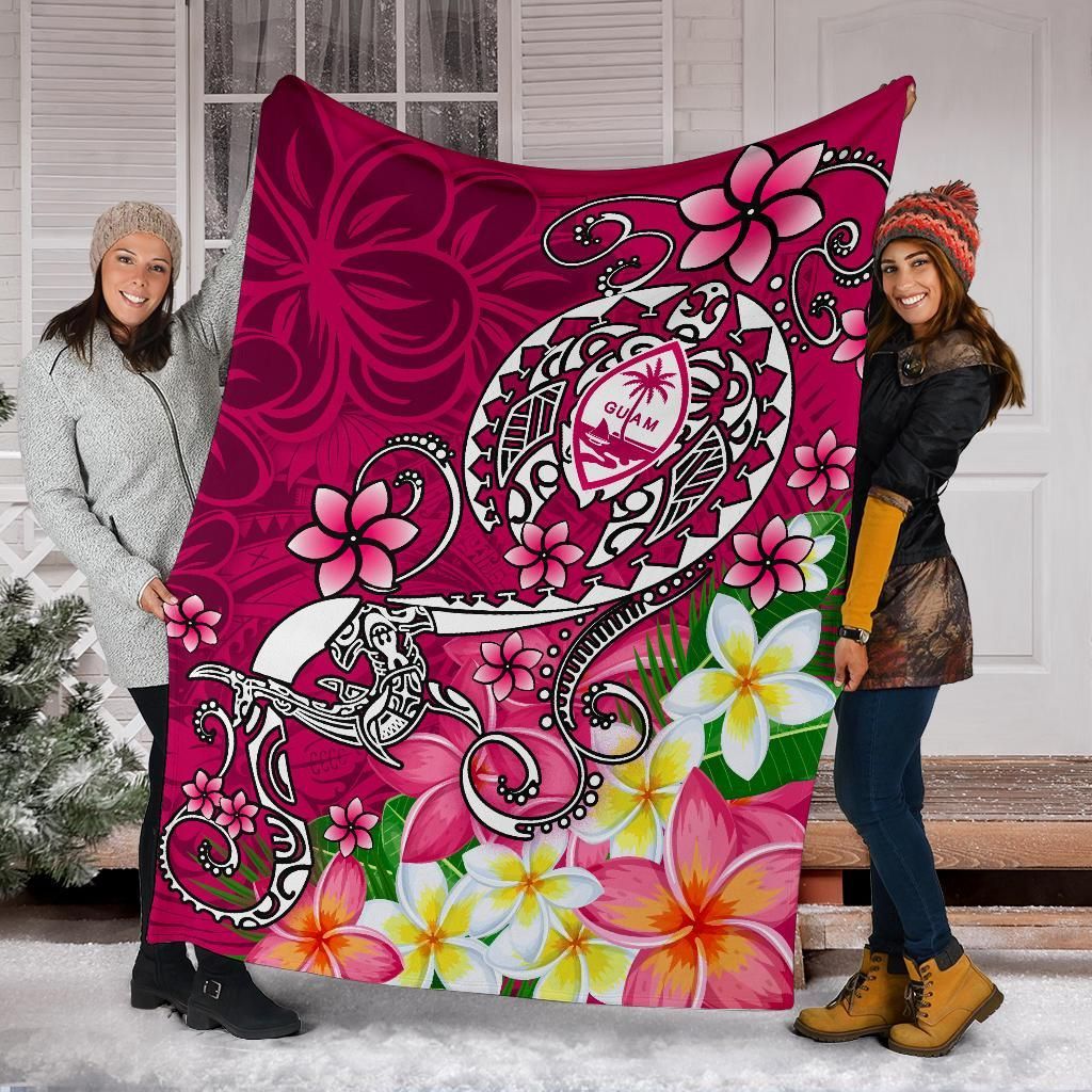 Guam Premium Blanket - Turtle Plumeria (Pink)-Myprintsy