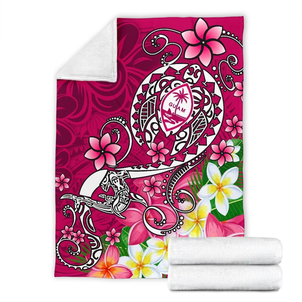 Guam Premium Blanket - Turtle Plumeria (Pink)-Myprintsy
