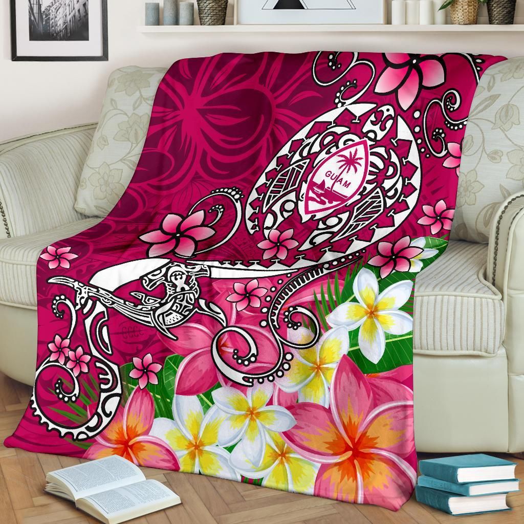 Guam Premium Blanket - Turtle Plumeria (Pink)-Myprintsy