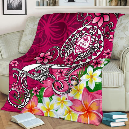 Guam Premium Blanket - Turtle Plumeria (Pink)-Myprintsy