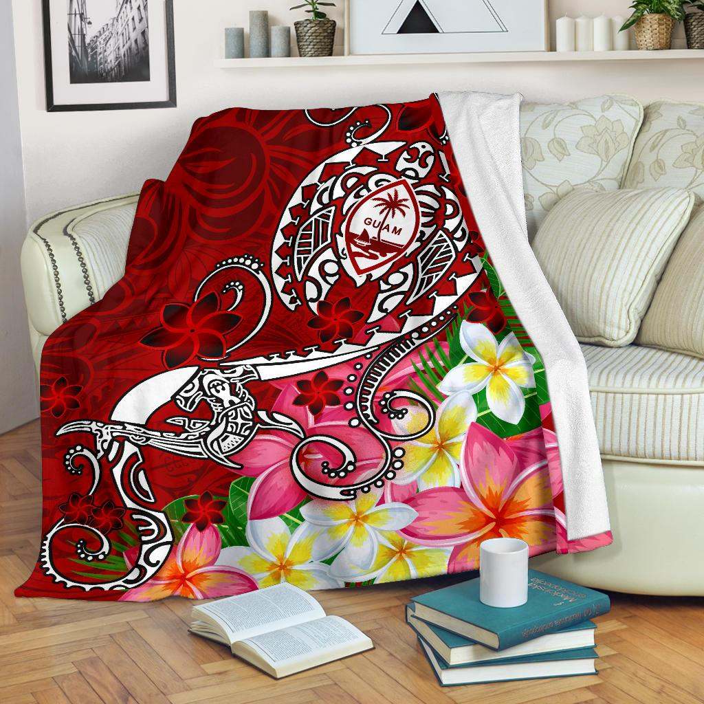 Guam Premium Blanket - Turtle Plumeria (Red)-Myprintsy