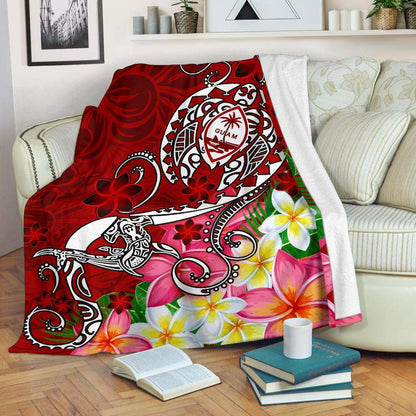 Guam Premium Blanket - Turtle Plumeria (Red)-Myprintsy
