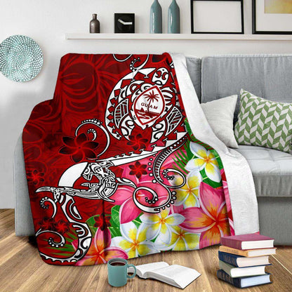 Guam Premium Blanket - Turtle Plumeria (Red)-Myprintsy
