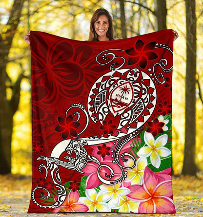 Guam Premium Blanket - Turtle Plumeria (Red)-Myprintsy