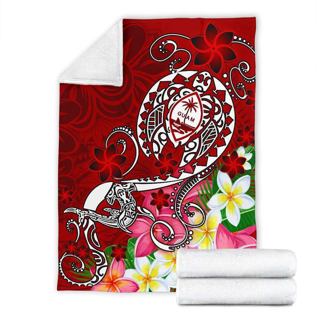 Guam Premium Blanket - Turtle Plumeria (Red)-Myprintsy