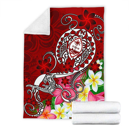 Guam Premium Blanket - Turtle Plumeria (Red)-Myprintsy