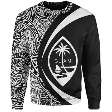 Guam Sweatshirt Coat Of Arm Lauhala White Circle-Myprintsy