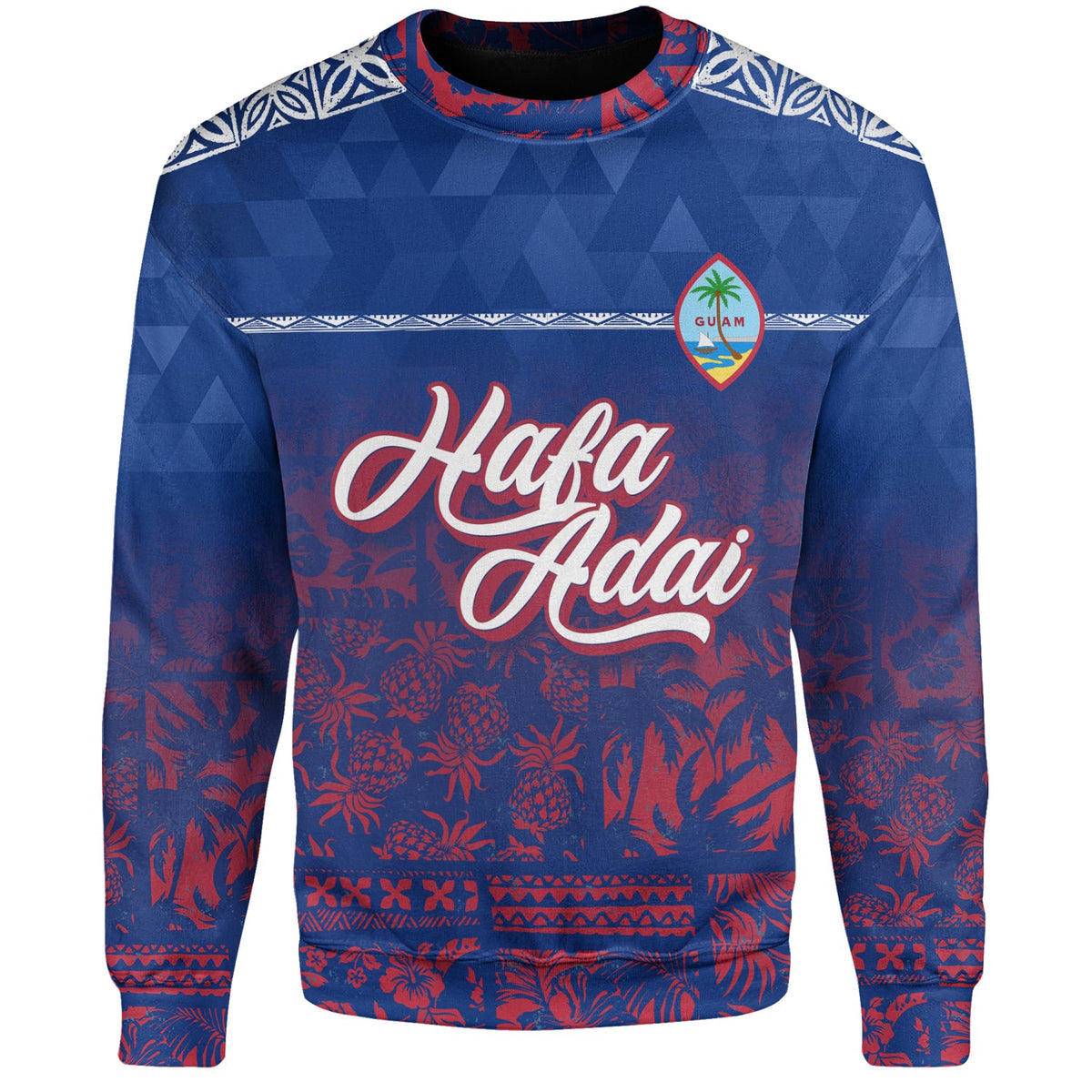 Guam Sweatshirt Guam Hafa Adai Tropical Pattern-Myprintsy