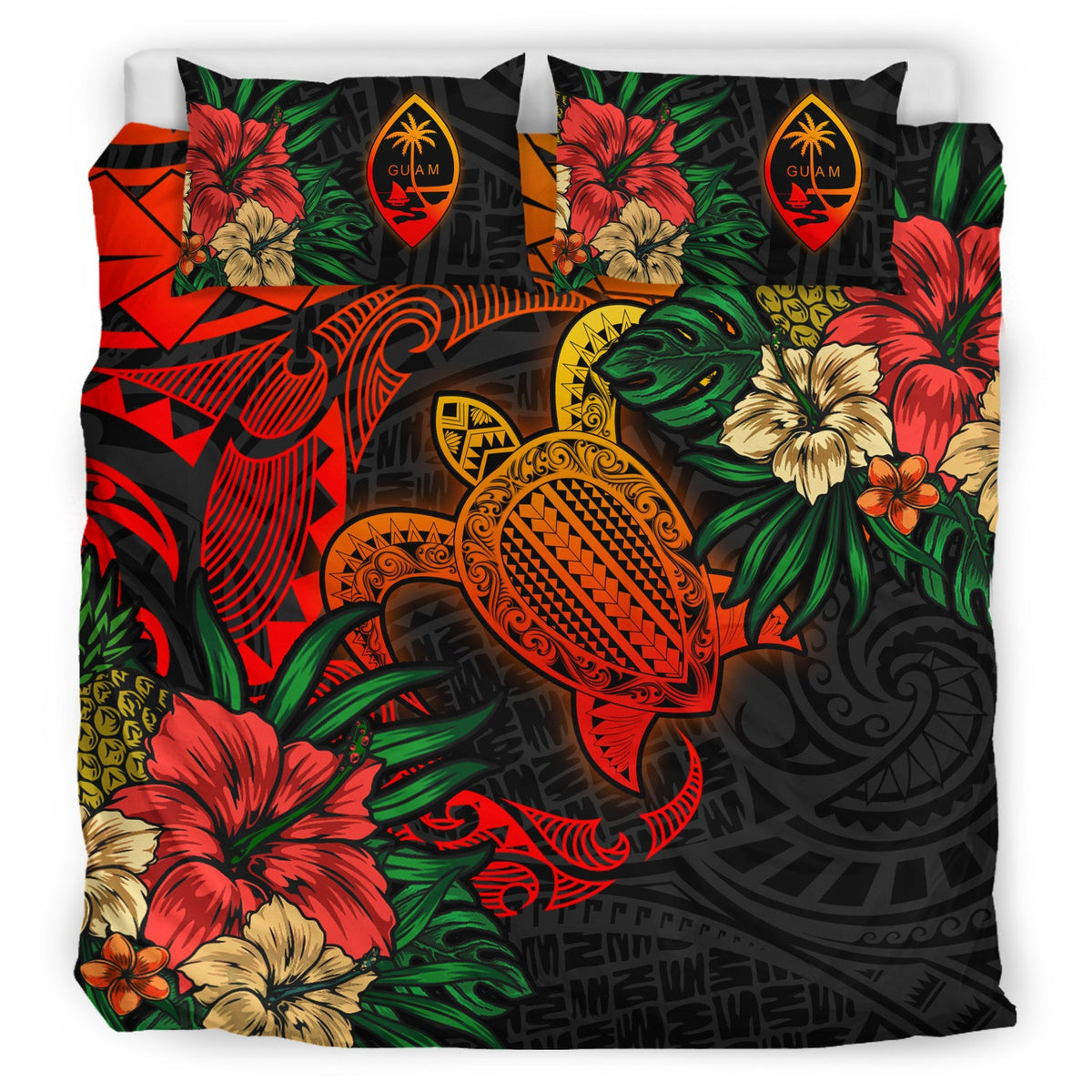 Guam Bedding Set - Guam Polynesian Turtle Tropical Bedding Set