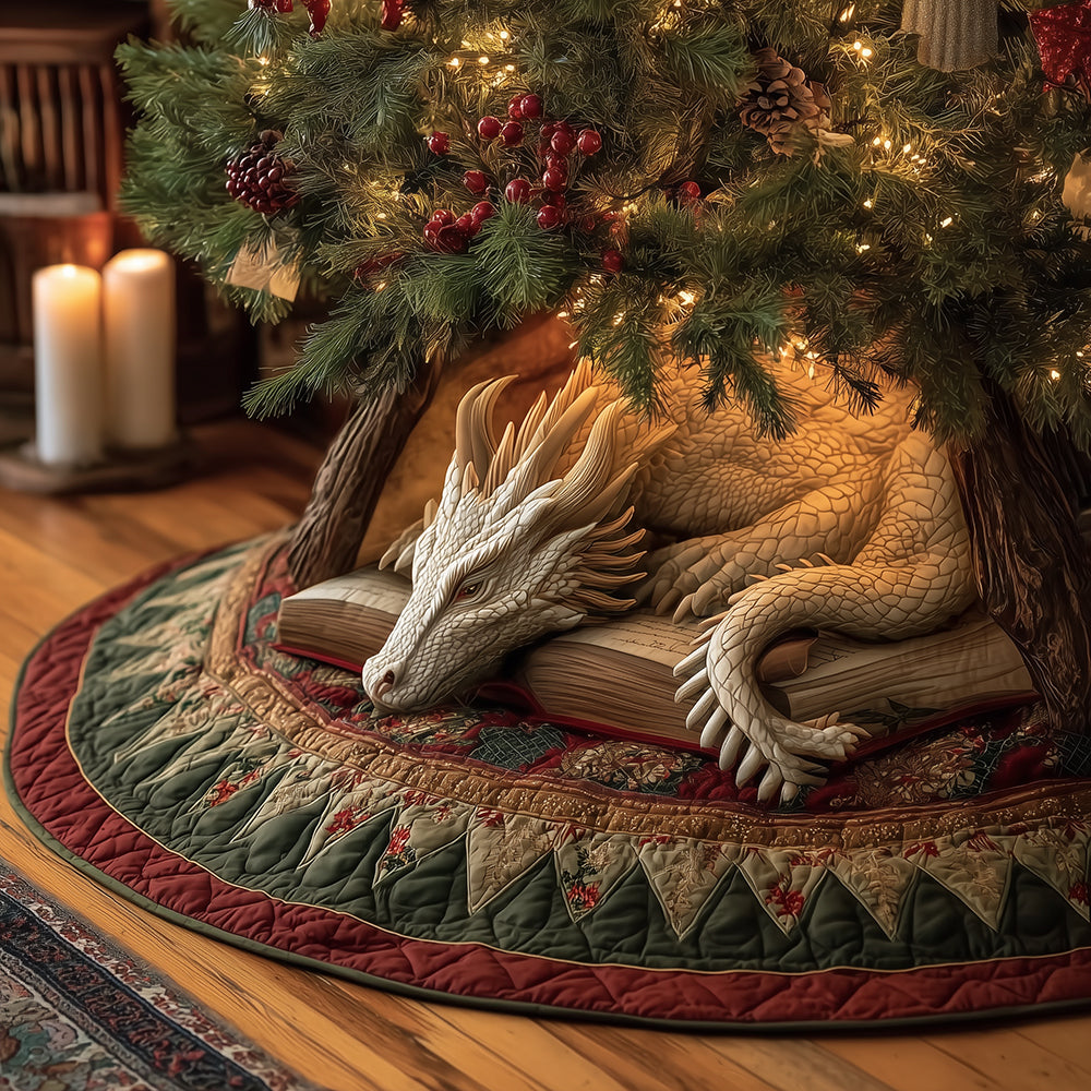 Guardian Dragon Glow Christmas Quilted Tree Skirt VTQ-Myprintsy