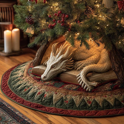 Guardian Dragon Glow Christmas Quilted Tree Skirt VTQ-Myprintsy