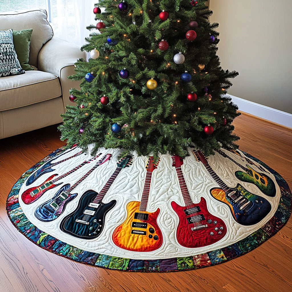 Guitar Pulse Quilted Christmas Tree Skirt-Myprintsy