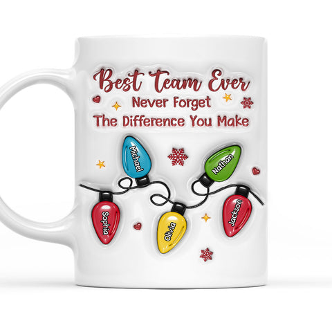 Best Team Ever Never Forget The Difference You Make Christmas Mug - Personalized Coffee Mug