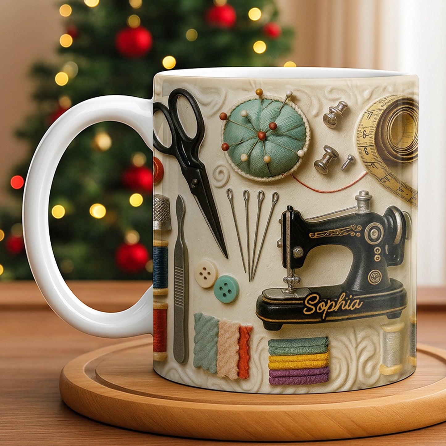 A Treasured Collection Of Sewing Essentials - Personalized Coffee Mug - Gift For Crafters And Mothers
