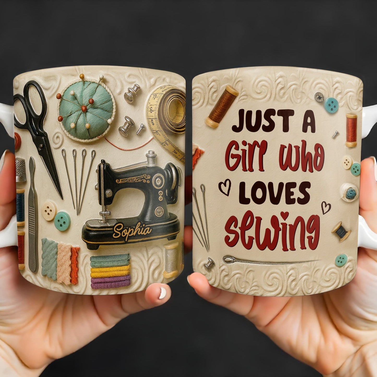 A Treasured Collection Of Sewing Essentials - Personalized Coffee Mug - Gift For Crafters And Mothers