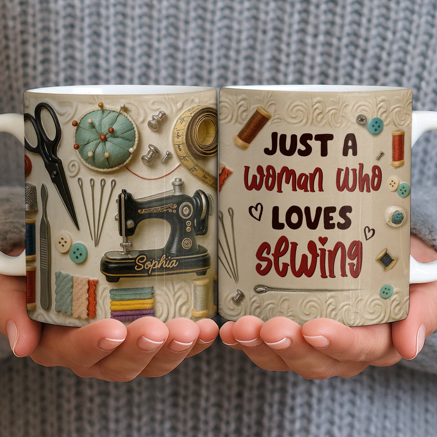 A Treasured Collection Of Sewing Essentials - Personalized Coffee Mug - Gift For Crafters And Mothers