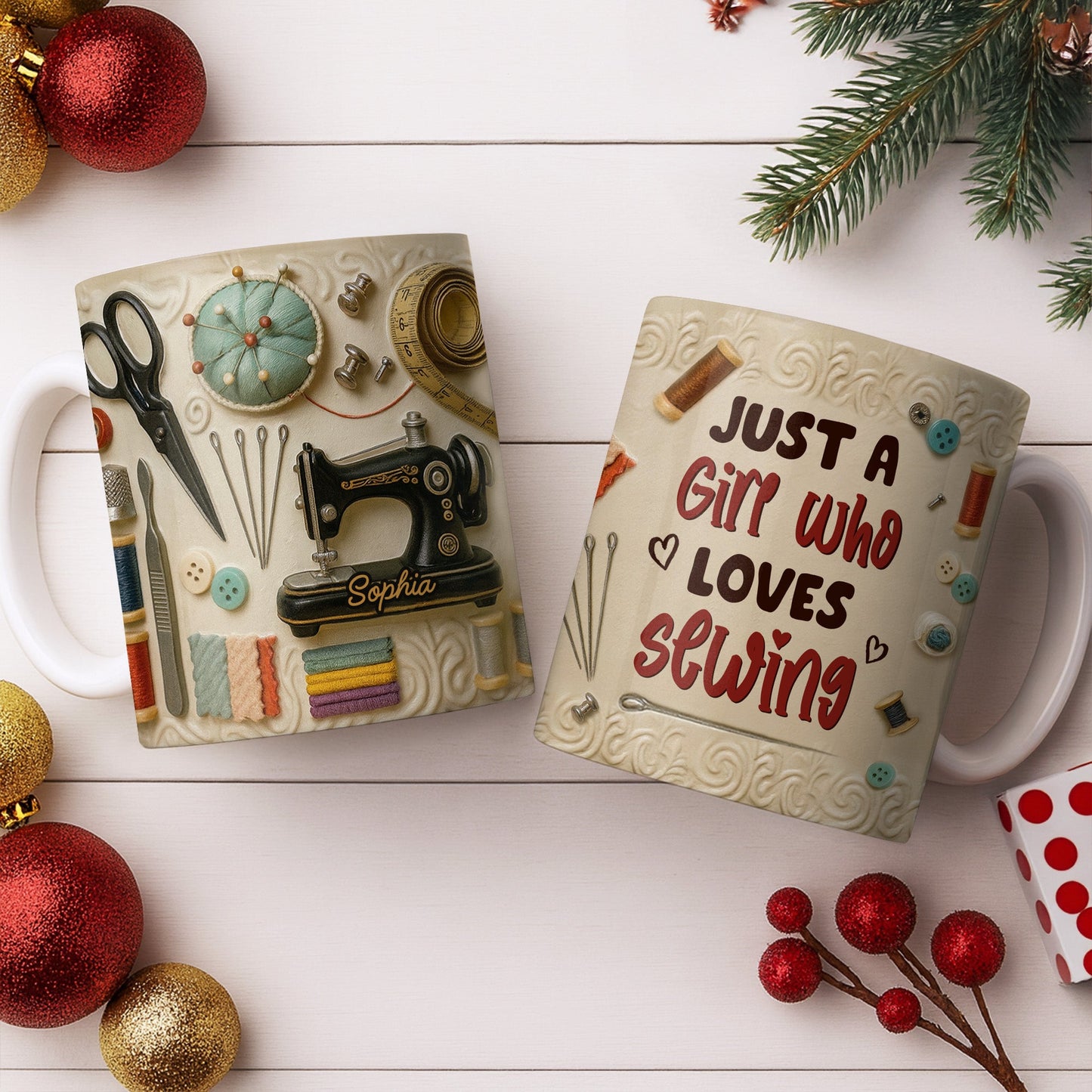 A Treasured Collection Of Sewing Essentials - Personalized Coffee Mug - Gift For Crafters And Mothers