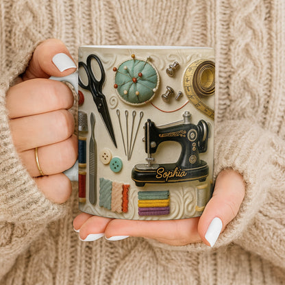 A Treasured Collection Of Sewing Essentials - Personalized Coffee Mug - Gift For Crafters And Mothers