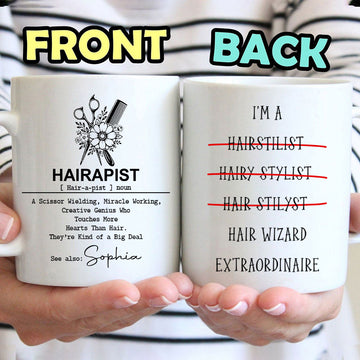 Hairapist Definition - Personalized Mug Coffee Cup - Gift For Hairdresser-Myprintsy