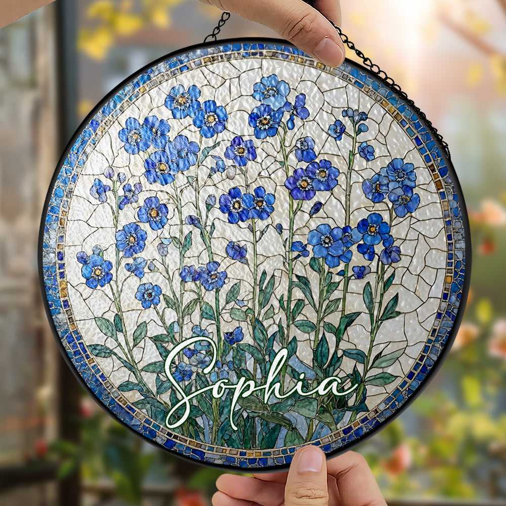 Handmade Floral, Nature Inspired Art - Personalized Stained Glass Window Hanging Suncatcher-Myprintsy