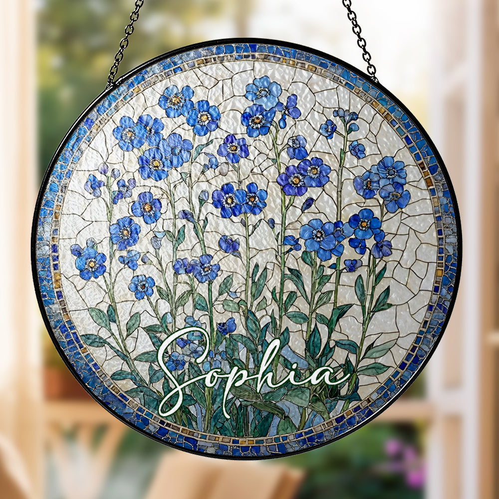 Handmade Floral, Nature Inspired Art - Personalized Stained Glass Window Hanging Suncatcher-Myprintsy