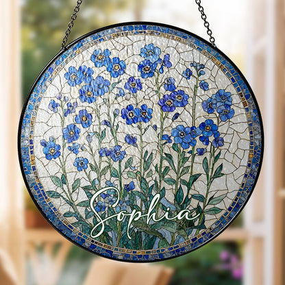 Handmade Floral, Nature Inspired Art - Personalized Stained Glass Window Hanging Suncatcher-Myprintsy