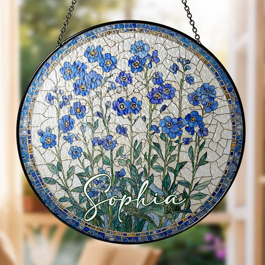 Handmade Floral, Nature Inspired Art - Personalized Stained Glass Window Hanging Suncatcher-Myprintsy