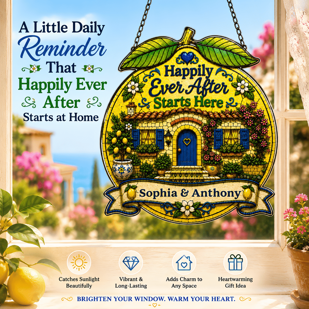 Happily Ever After Starts Here - Personalized 3D Custom Shape Suncatcher Window Glass Hanging-Myprintsy