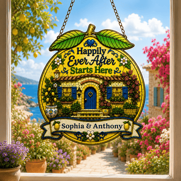 Happily Ever After Starts Here - Personalized 3D Custom Shape Suncatcher Window Glass Hanging-Myprintsy