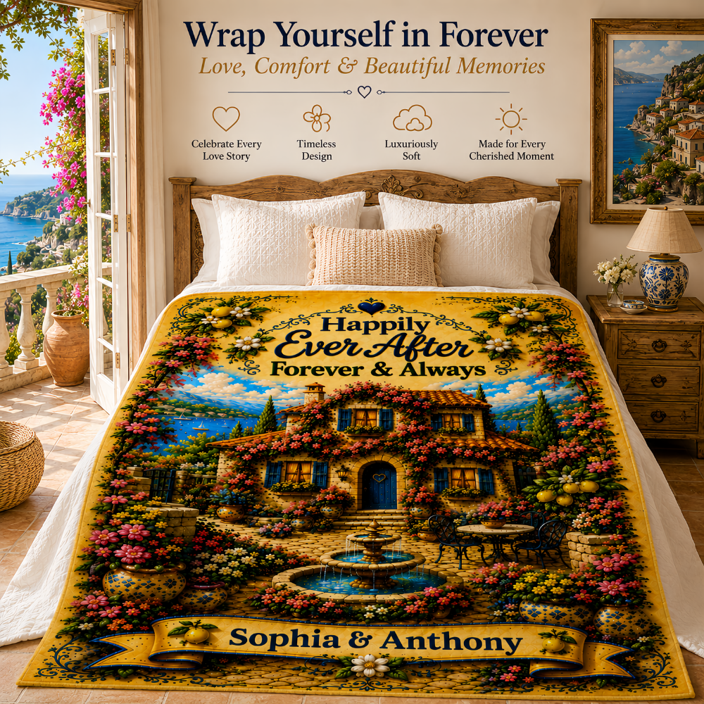 Happily Ever After Starts Here - Personalized Blanket For Couples-Myprintsy