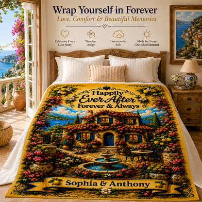 Happily Ever After Starts Here - Personalized Blanket For Couples-Myprintsy