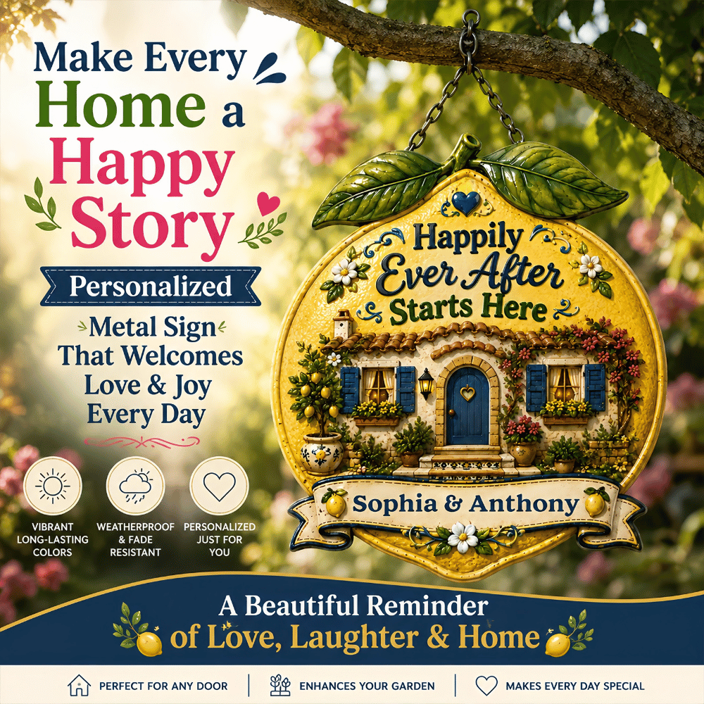 Happily Ever After Starts Here - Personalized Custom Shaped Metal Sign-Myprintsy