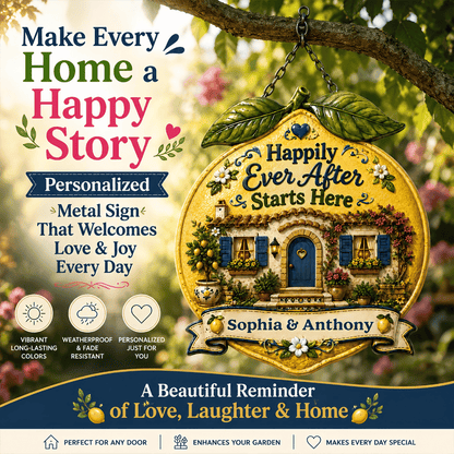 Happily Ever After Starts Here - Personalized Custom Shaped Metal Sign-Myprintsy