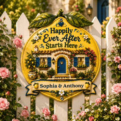 Happily Ever After Starts Here - Personalized Custom Shaped Metal Sign-Myprintsy
