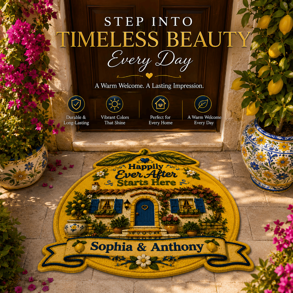 Happily Ever After Starts Here - Personalized Shaped Luxurious Doormat-Myprintsy