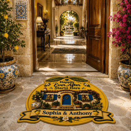Happily Ever After Starts Here - Personalized Shaped Luxurious Doormat-Myprintsy