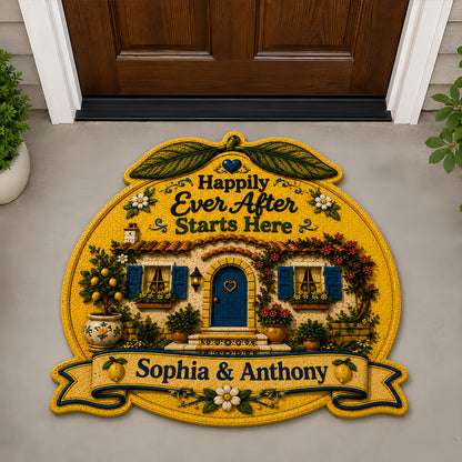 Happily Ever After Starts Here - Personalized Shaped Luxurious Doormat-Myprintsy