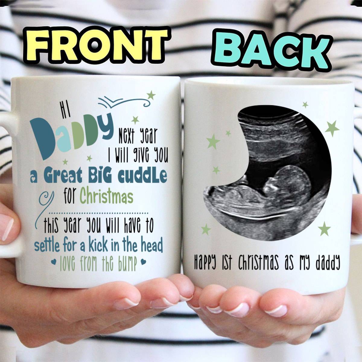 Happy 1st Christmas As My Daddy - Personalized Sonogram Photo Mug-Myprintsy