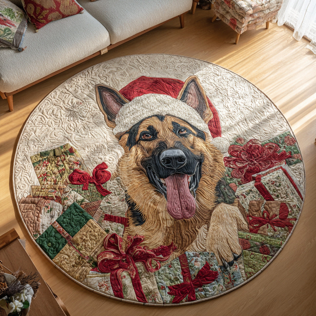 Happy German Shepherd Quilted Round Mat VTQ-Myprintsy