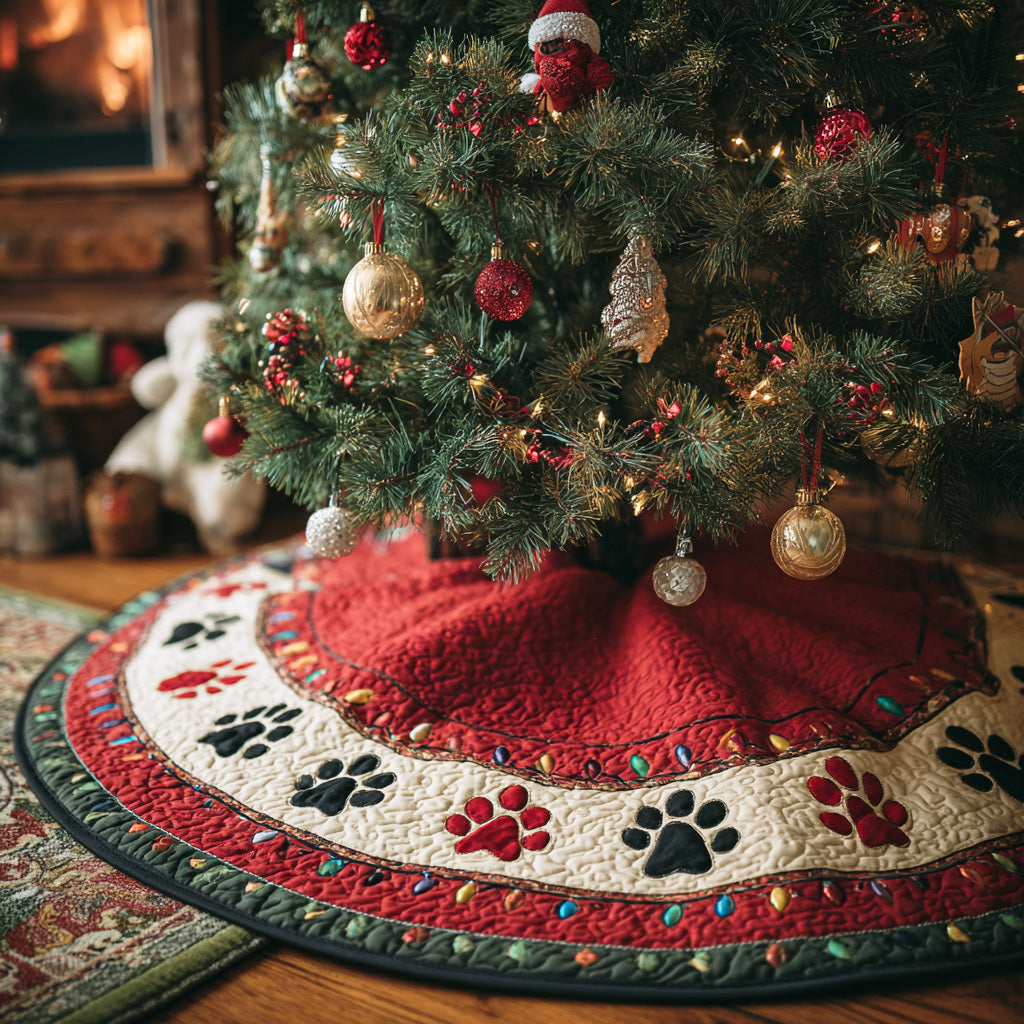 Happy Paws Christmas Quilted Tree Skirt TD-Myprintsy