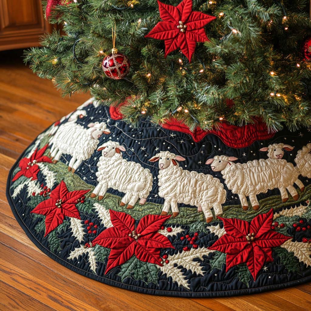 Happy Sheep Christmas Quilted Tree Skirt-Myprintsy